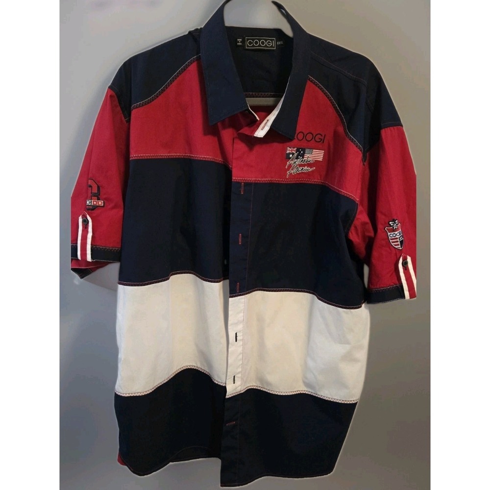 COOGI Vintage Y2K XXXL Big Tall Australian American Colorblock Shirt Hip Hop 3XL